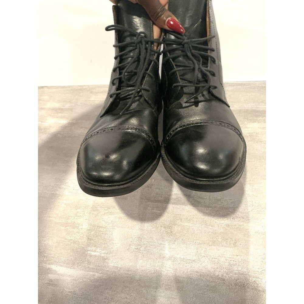 Stafford Gunner Men 11 M Black Leather Cap Toe Dress Boots Lace Up 014-1217 - Picture 8 of 13